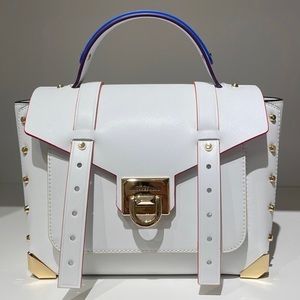 RARE Michael Kors Pride Manhattan Medium Contrast-Trim Leather Satchel Crossbody